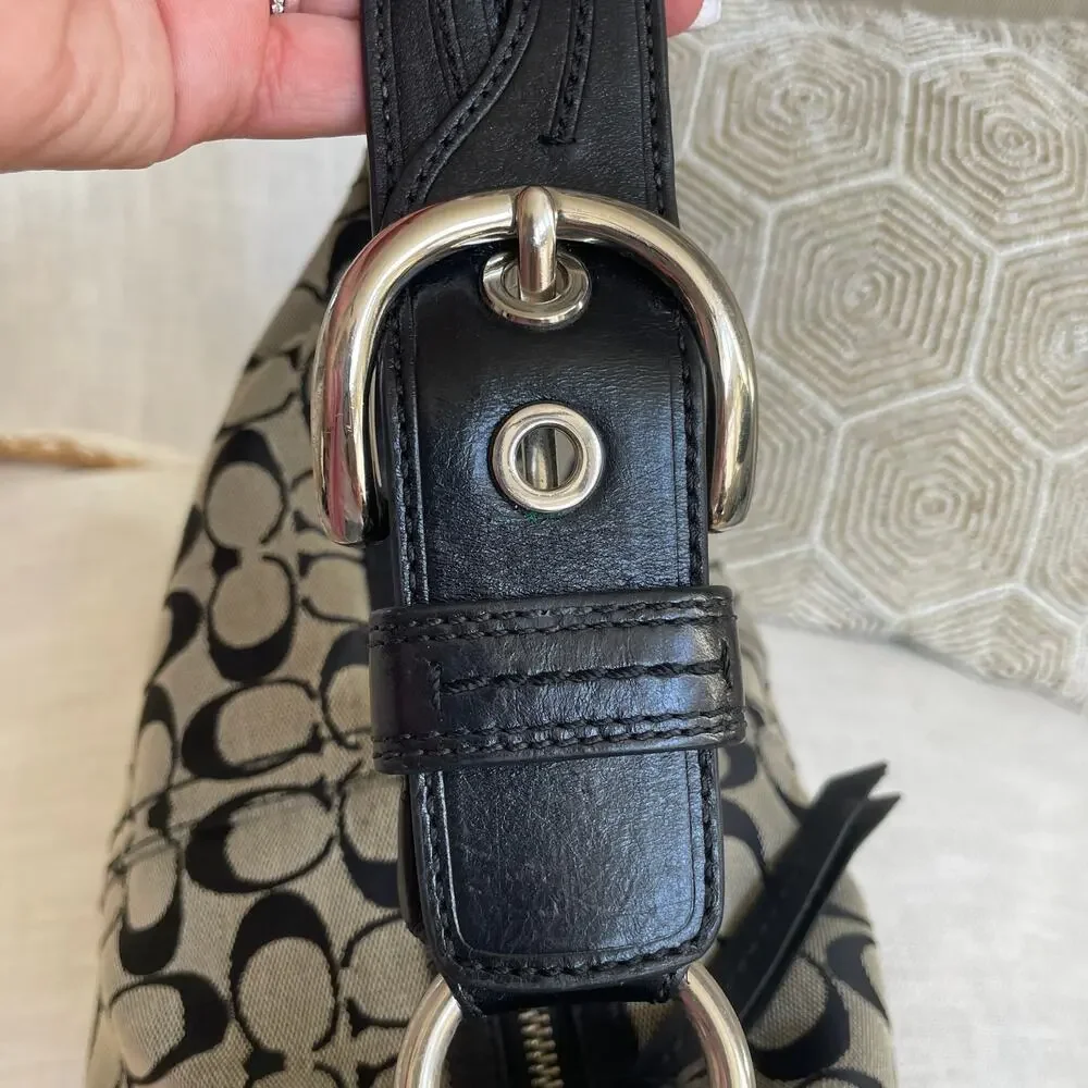 Coach Soho Signature Braided Hobo 11858 Black Jacquard